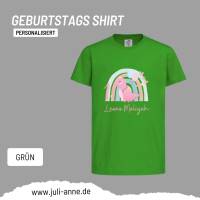 Personalisiertes Shirt GEBURTSTAG Zahl & Name personalisiert Regenbogen Dino Mädchen Bild 8