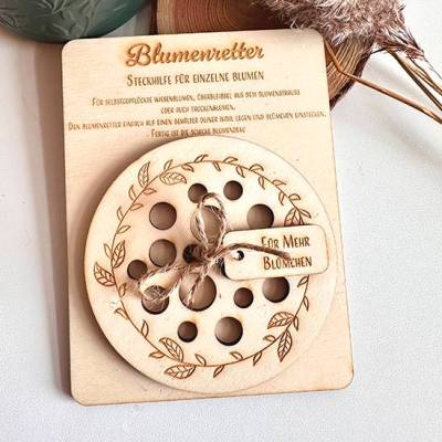 Blumenretter, Steckhilfe für einzelne Blüten, Holz, rund 85 mm