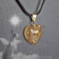 Herz Anhänger mit 925er Silberschlaufen, wahlweise vergoldet  - Tierhaarschmuck , Erinnerungsschmuck von Mensch und Tier Bild 4