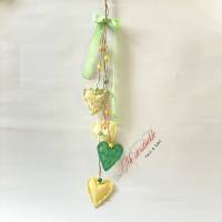 Herzgirlande Hängedeko mit Herzchen gelb grün handgefertigt Bild 10