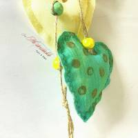 Herzgirlande Hängedeko mit Herzchen gelb grün handgefertigt Bild 6