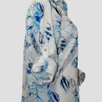 Damen Leinen Bluse | Batik-Blume in Wollweiß | Bild 2