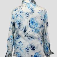 Damen Leinen Bluse | Batik-Blume in Wollweiß | Bild 3