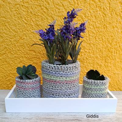 Übertöpfe 4-teilig, inkl. Tablett