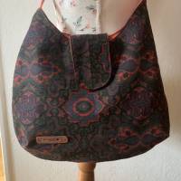 Schultertasche/Umhängetasche/Beutel/ tote bag aus hochwertigen Stoffen/  rot/ schwarz / Canvas, Baumwolle Bild 3