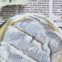 Käse Gemälde auf Zeitung Originalkunst, Essen Malerei, Wanddekor für Küche Bild 5