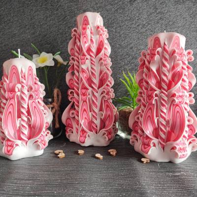 Erdbeere Geschnitzte Kerzen-Set Wohndeko, Geschenkidee, Einzigartige, Unikate Carved Candle, Handgefertigt