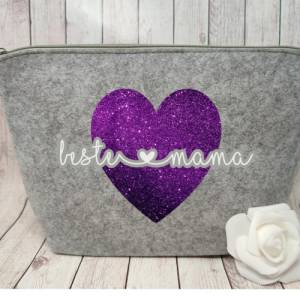 Kosmetiktasche Beste Mama Glitzer | Tasche |Personalisierter Kosmetikbeutel | Kulturtasche | Weihnachtsgeschenk Mama Bild 2