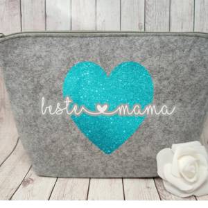 Kosmetiktasche Beste Mama Glitzer | Tasche |Personalisierter Kosmetikbeutel | Kulturtasche | Weihnachtsgeschenk Mama Bild 3