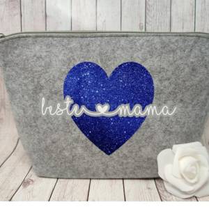 Kosmetiktasche Beste Mama Glitzer | Tasche |Personalisierter Kosmetikbeutel | Kulturtasche | Weihnachtsgeschenk Mama Bild 4