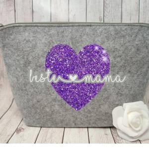 Kosmetiktasche Beste Mama Glitzer | Tasche |Personalisierter Kosmetikbeutel | Kulturtasche | Weihnachtsgeschenk Mama Bild 6
