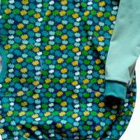 Ballonkleid Kapuzenkleid Mädchenkleid Größe 122 - Blumenstecker türkisblau Bild 2