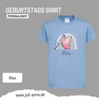 Personalisiertes Shirt GEBURTSTAG Zahl & Name personalisiert Regenbogen Schmetterling Bild 3