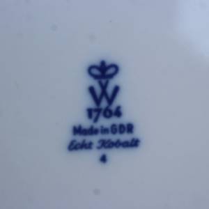 3 tlg. Sammeltasse / Sammelgedeck Echt Kobalt / marmoriertes Dekor / Wallendorf 1762 Porzellan  / 50er 60er Jahre DDR GD Bild 5