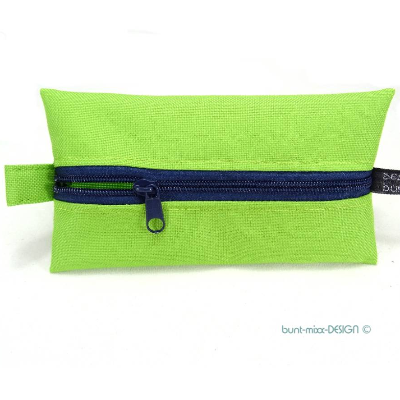 Täschchen wetbag GRÜN Outdoorstoff Zipper dunkelBLAU, Inhalator Kopfhörer TaTüTa, BuntMixxDESIGN