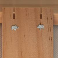 Mini Elefanten Ohrstecker aus 999 Silber, eismatt Bild 1