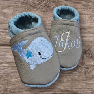 Lederpuschen Krabbelschuhe Hausschuhe Personalisierbar