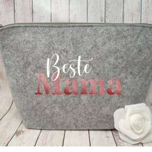 Kosmetiktasche Beste Mama Glitzer | Tasche |Personalisierter Kosmetikbeutel | Kulturtasche | Weihnachtsgeschenk Mama Bild 1