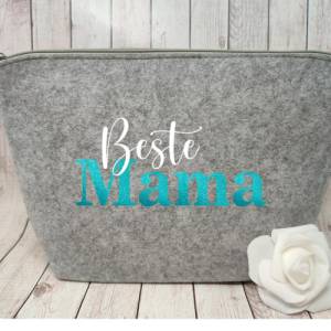 Kosmetiktasche Beste Mama Glitzer | Tasche |Personalisierter Kosmetikbeutel | Kulturtasche | Weihnachtsgeschenk Mama Bild 3