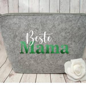Kosmetiktasche Beste Mama Glitzer | Tasche |Personalisierter Kosmetikbeutel | Kulturtasche | Weihnachtsgeschenk Mama Bild 5