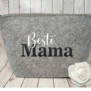 Kosmetiktasche Beste Mama Glitzer | Tasche |Personalisierter Kosmetikbeutel | Kulturtasche | Weihnachtsgeschenk Mama Bild 6