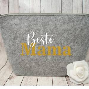 Kosmetiktasche Beste Mama Glitzer | Tasche |Personalisierter Kosmetikbeutel | Kulturtasche | Weihnachtsgeschenk Mama Bild 7