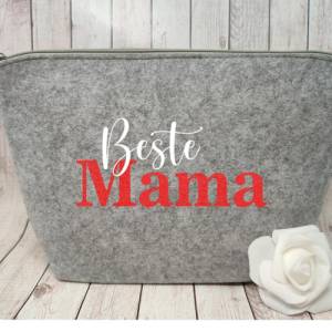 Kosmetiktasche Beste Mama Glitzer | Tasche |Personalisierter Kosmetikbeutel | Kulturtasche | Weihnachtsgeschenk Mama Bild 8