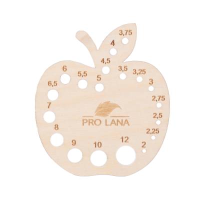 Nadelmaß Stricknadelschablone Pro Lana Holz geschliffen Apfel oder Quadrat