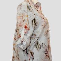 Damen Leinen Bluse | Blumen-Batik in Sand/Grau/Gelb Farbtöne | Bild 2