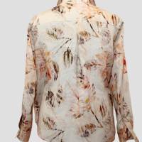 Damen Leinen Bluse | Blumen-Batik in Sand/Grau/Gelb Farbtöne | Bild 3