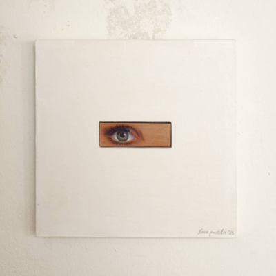 Originelle Kunstobjekt und Buchstütze Auge, Dekorative minimalistische Kunst