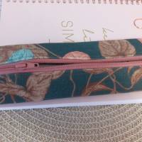 Stifteetui, Stiftemäppchen mit Gummiband, grün braun rosa Bild 4