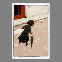 Kleines Mädchen Silhouette mit Korb und Schirm 1896 Kunstdruck Poster  -  Vintage Bild - Französische Kunst Bild 3