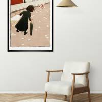 Kleines Mädchen Silhouette mit Korb und Schirm 1896 Kunstdruck Poster  -  Vintage Bild - Französische Kunst Bild 4