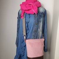 Crossbag FRIDA Damen Crossbodybag Umhängetasche schlicht Cordstoff rosa mit breiten Wechselgurtband skandi Boho Bild 5