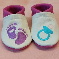Krabbelschuhe Lauflernschue Puschen Baby Kinder Baby Füsse  Leder Handmad personalisiert Bild 2
