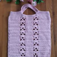 Tasche Einkaufstasche gehäkelt rosa/ schönes Muster Bild 1