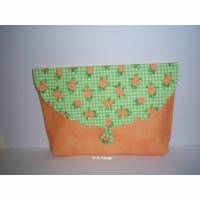 Tasche, Buchtasche, Projekttasche- Universaltasche, Uni Apricot mit Rosenmuster, aus Baumwolle, Büchertasche Bild 1