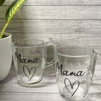 Geschenkset „Mama du bist die Beste“ Muttertag Geburtstag etc. Teeglas Herz Tasse Spruch Tee Teesieb Schokoherzen Bild 6