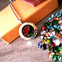Kette ,Colliere,  Medaillonkette, Natur und Glas Bild 3