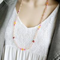 Perlenkette ohne Anhänger, bunte Kette Damen, halblange Halskette, mittellange Damenkette Bild 2