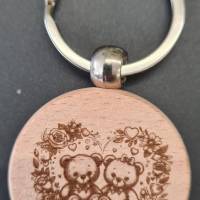 Schlüsselanhänger rund aus Holz mit Spruch, Rückseite kann personalisiert werden Bild 5