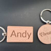 Schlüsselanhänger rund aus Holz mit Spruch, Rückseite kann personalisiert werden Bild 6