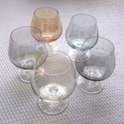 Cognacgläser Cognacschwenker Weinbrandglas 60er Jahre 5 Stück filigranes Glas Vintage Mid Century