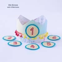Geburtstagskrone für Kinder, Regenbogen, Partykrone Baumwolle mit wechselbaren Zahlen 1-6 Jahre und Aufbewahrungsta Bild 2