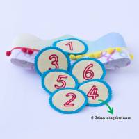 Geburtstagskrone für Kinder, Regenbogen, Partykrone Baumwolle mit wechselbaren Zahlen 1-6 Jahre und Aufbewahrungsta Bild 6