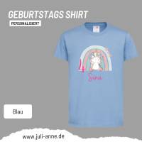 Personalisiertes Shirt GEBURTSTAG Zahl & Name personalisiert Regenbogen Dino Einhorn Bild 10