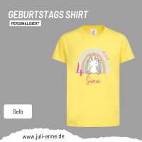 Personalisiertes Shirt GEBURTSTAG Zahl & Name personalisiert Regenbogen Dino Einhorn Bild 2