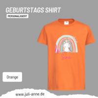 Personalisiertes Shirt GEBURTSTAG Zahl & Name personalisiert Regenbogen Dino Einhorn Bild 5