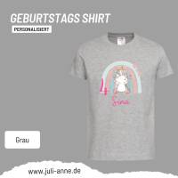 Personalisiertes Shirt GEBURTSTAG Zahl & Name personalisiert Regenbogen Dino Einhorn Bild 6